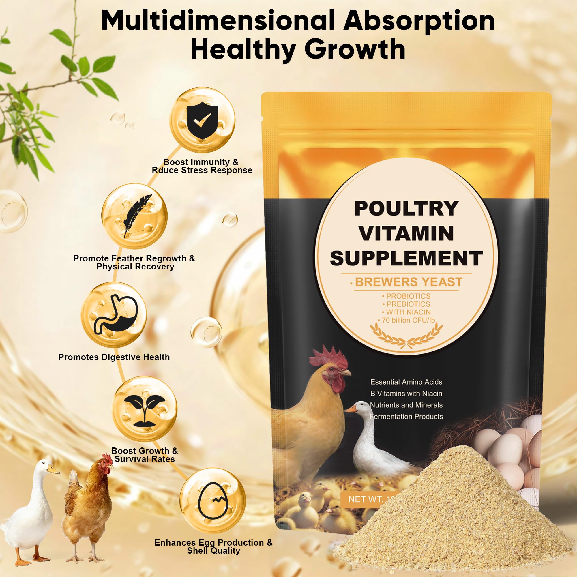 GAIAKINGCO probióticos y prebióticos para el sistema digestivo de aves
