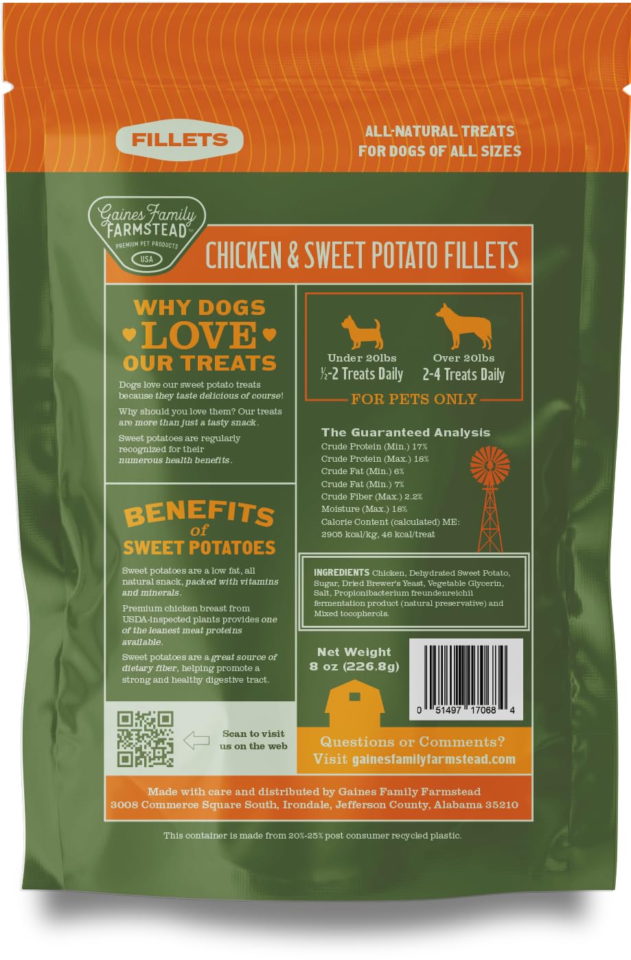 Gaines Family Farmstead Fillets – sans colorants ni conservateurs, snack naturel pour chiens.