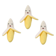 Juguete peluche banana Galepromot con chirrido para perros, ideal para juego activo.