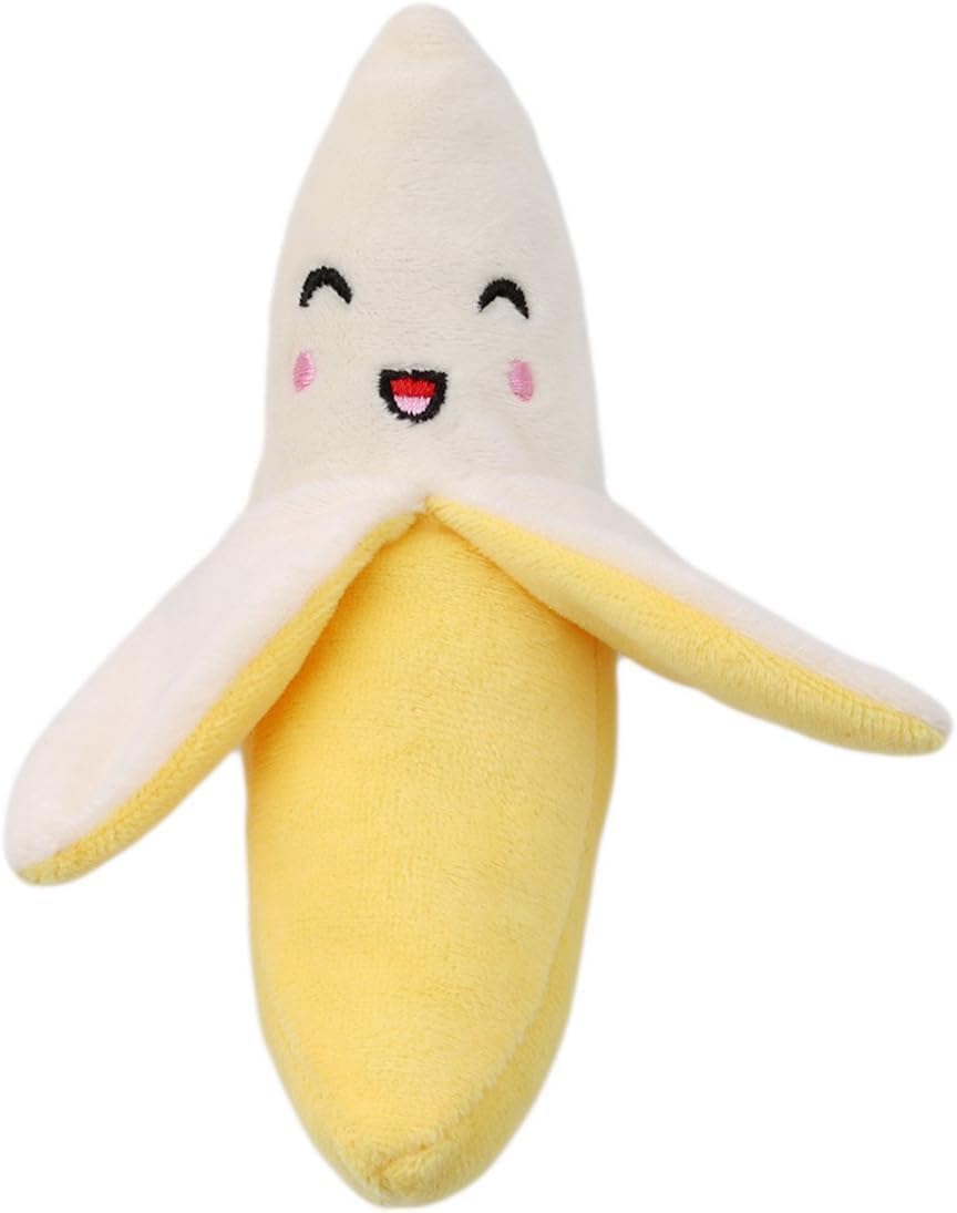 Peluche banana Galepromot con sonido estimulante para perros curiosos.