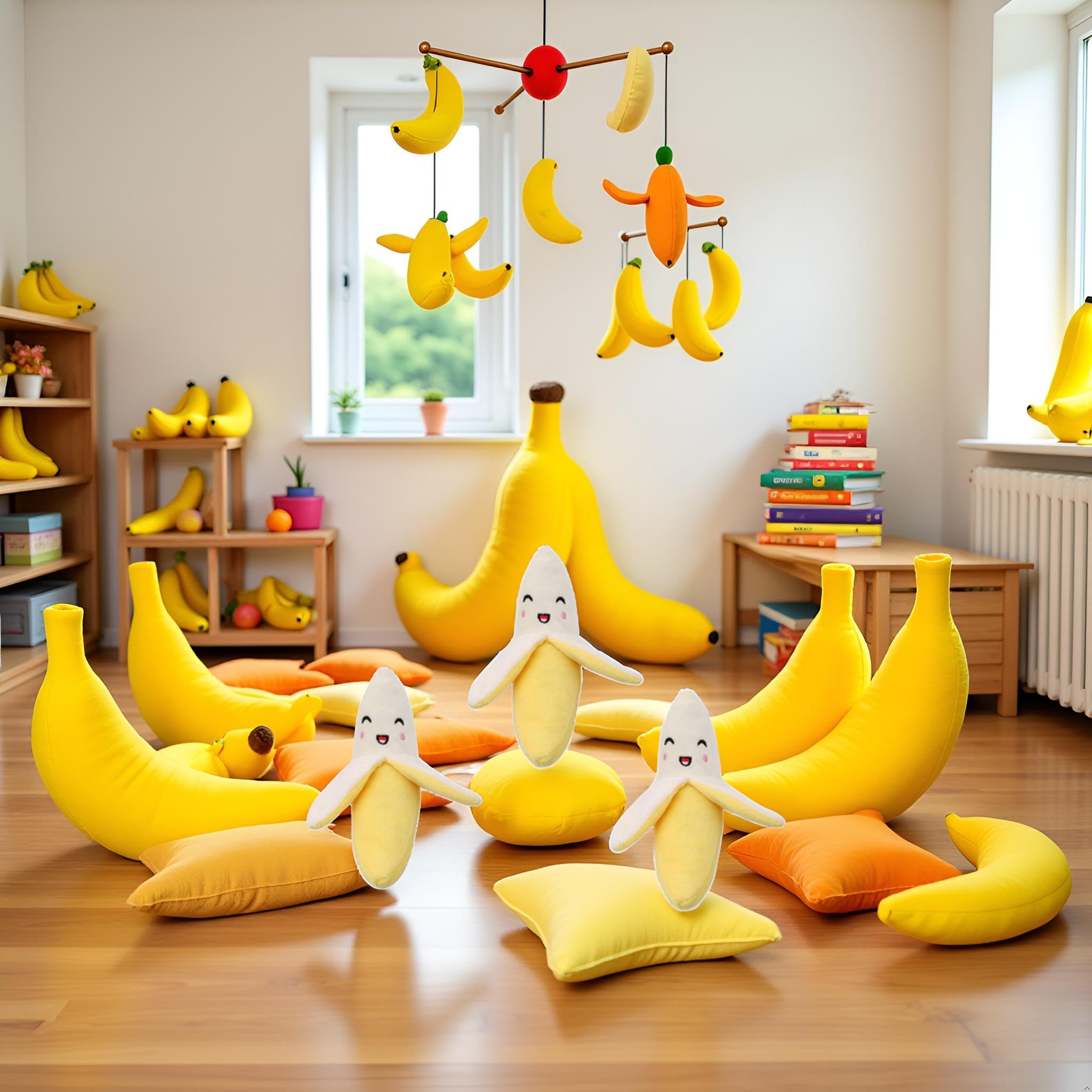 Juguete banana Galepromot con chirrido para juego interactivo.