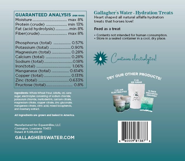 GALLAGHER'S WATER Ingredientes naturales en snack con electrolitos para recuperación leve