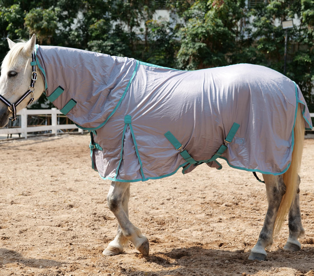 Gallopoff protección UV para caballos sensibles al sol durante el verano.