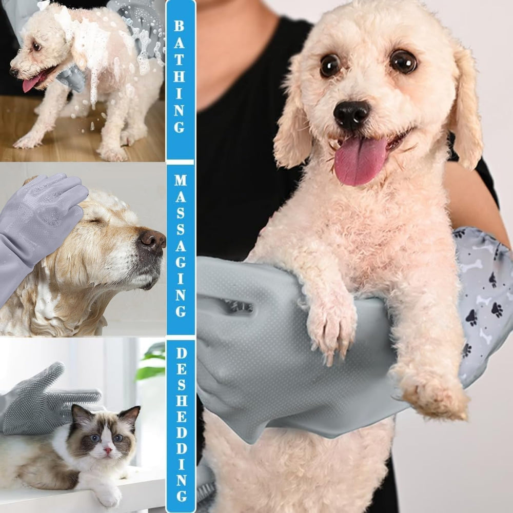 Guantes GALYNA con masaje para perros y gatos, elimina pelo suelto