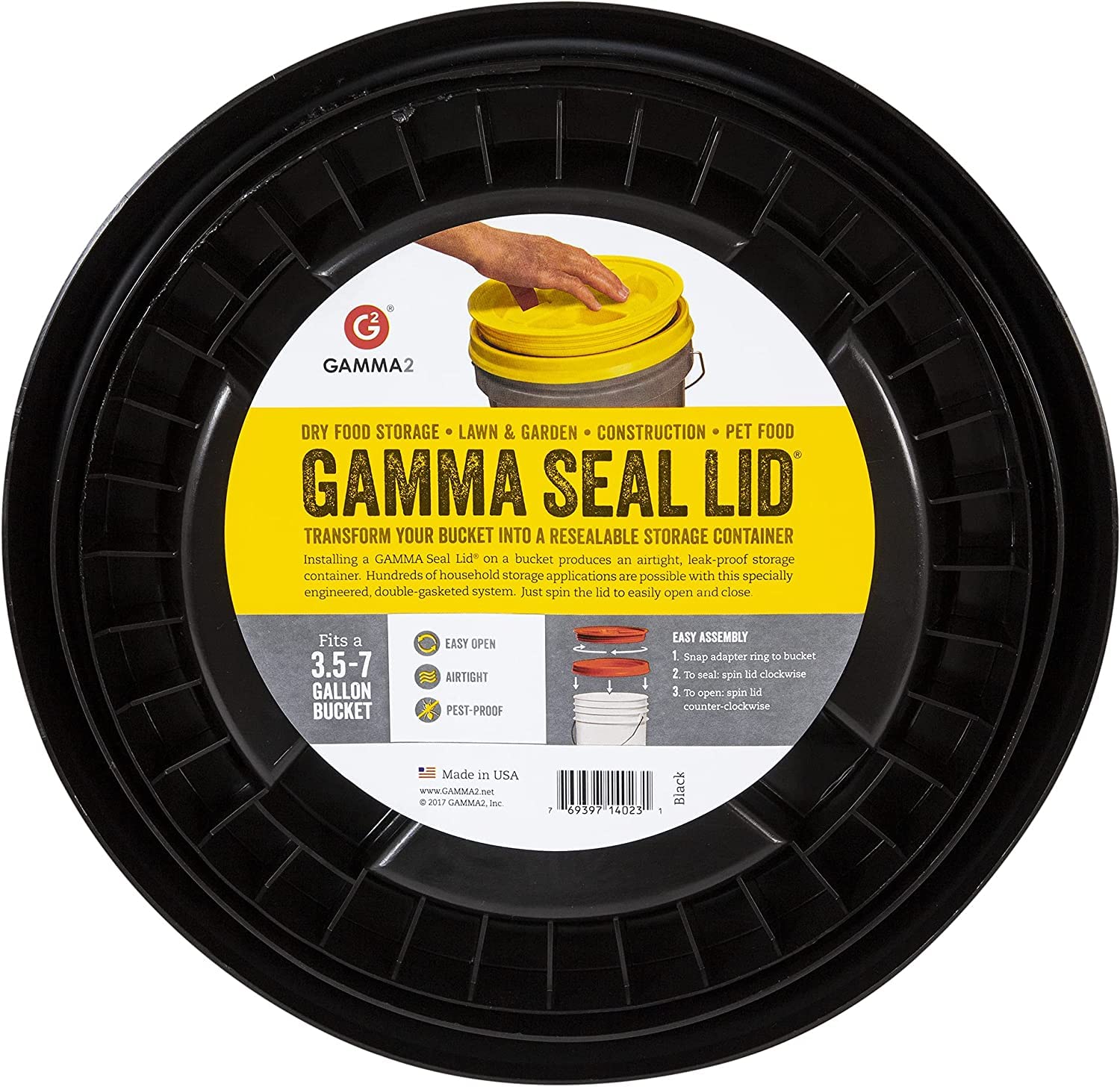 Gamma2 Gamma Seal para cubos de 6 galones mantiene contenidos frescos.