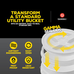 Gamma2 tapa-sello para cubo 7 galones almacenamiento seguro