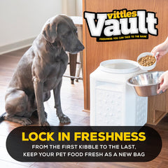 Gamma2 Vittles Vault con control de humedad para conservar kibble.
