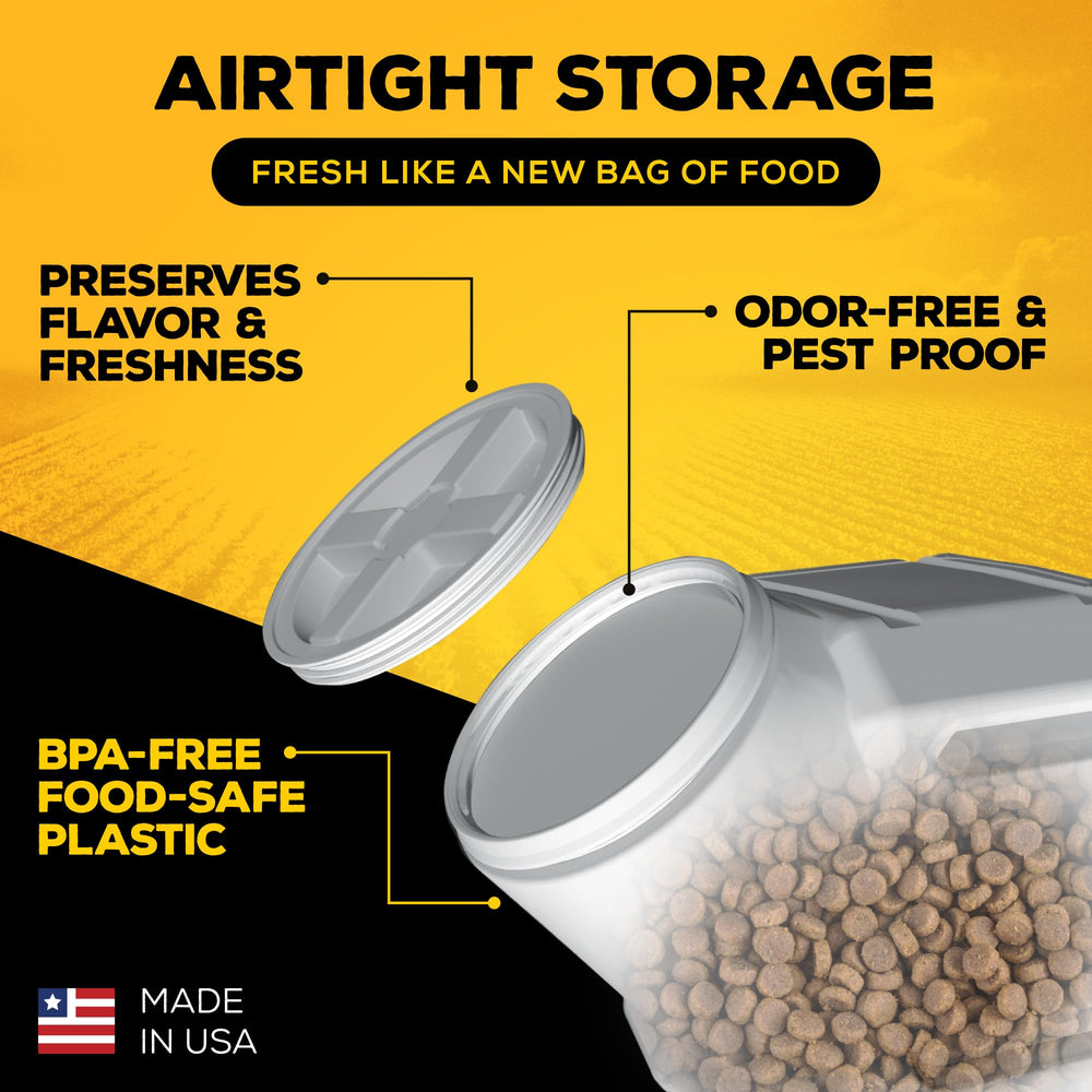 Fabricado en Estados Unidos con plástico HDPE de grado alimentario.