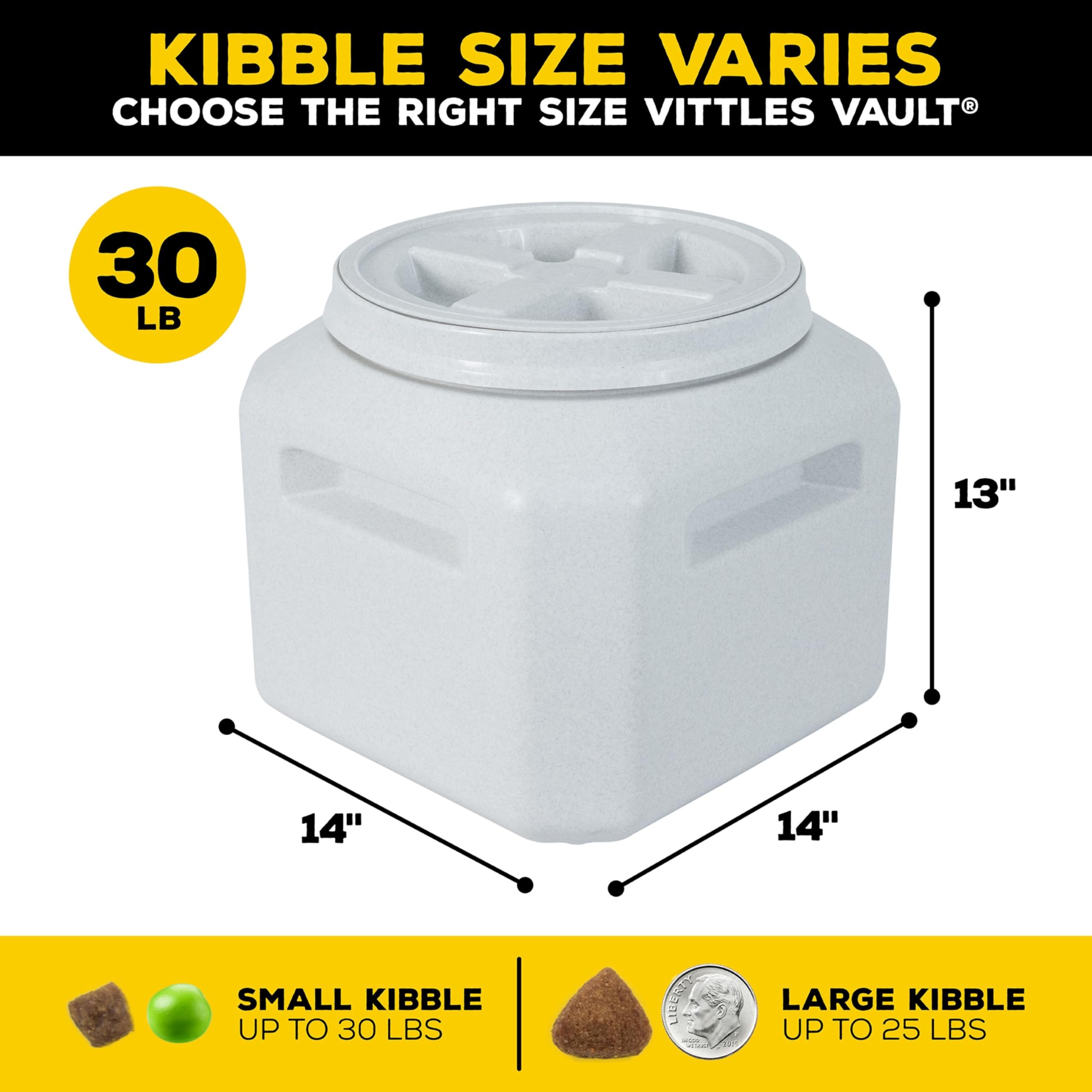 Gamma2 Vittles Vault hecho de plástico duradero y apto para alimentos.