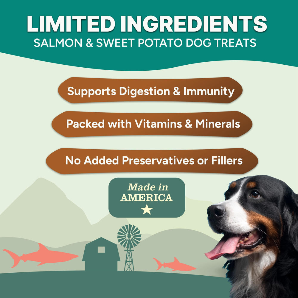 Gaines Family Farmstead filetes salmon patata dulce para perros, fuente de proteína limpia.
