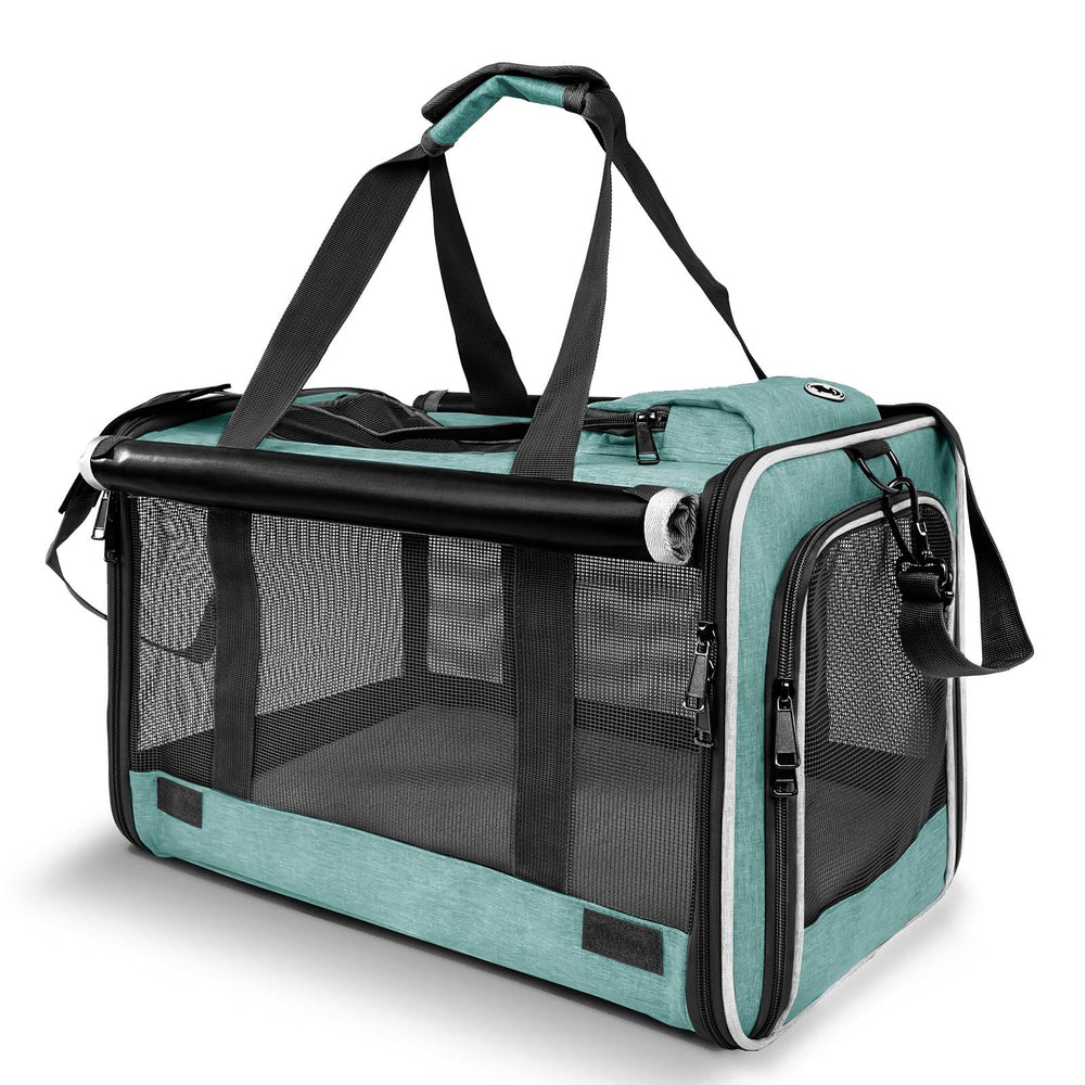 GAPZER transportín teal con dimensiones amplias para mascotas pequeñas y viajes