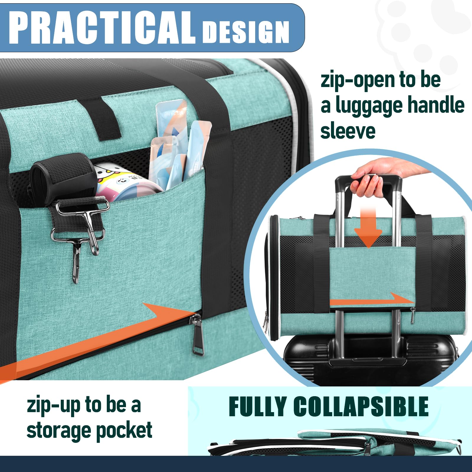 GAPZER transportín gato, cierre automático para seguridad durante el viaje