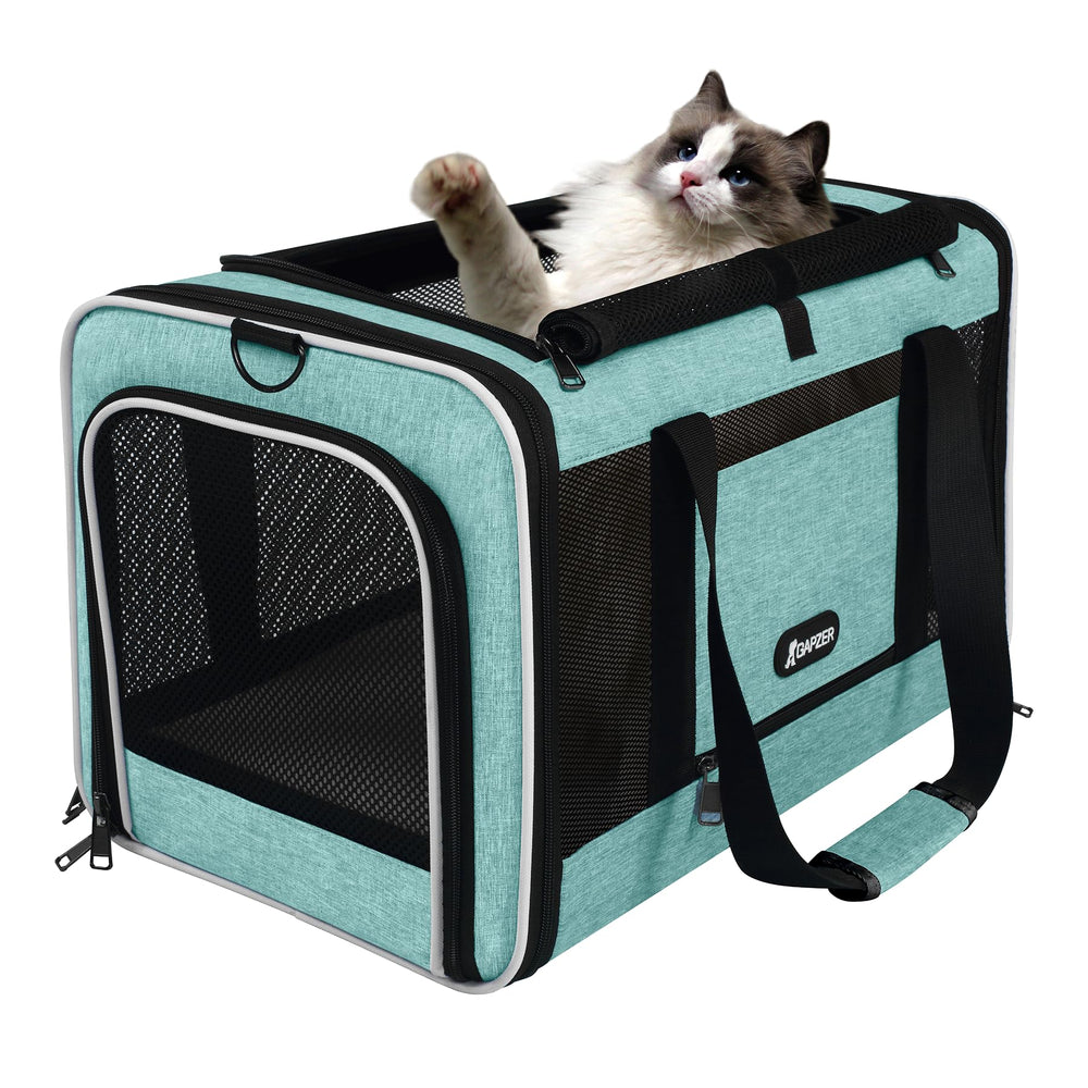 GAPZER transportín para gatos turquesa, interior espacioso para reposo