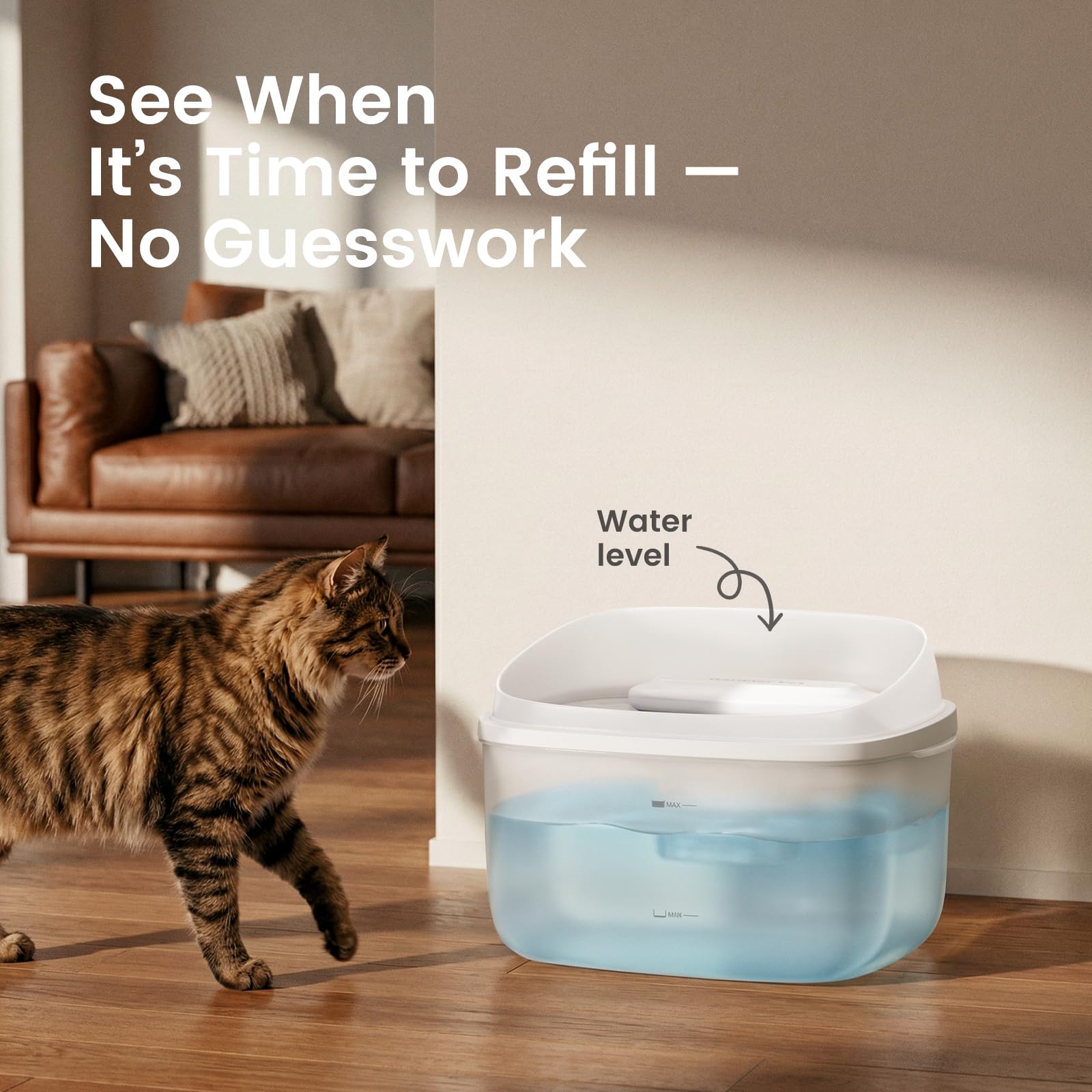 Gardner Pet bebedero doble cúpula que almacena agua adicional para emergencias.