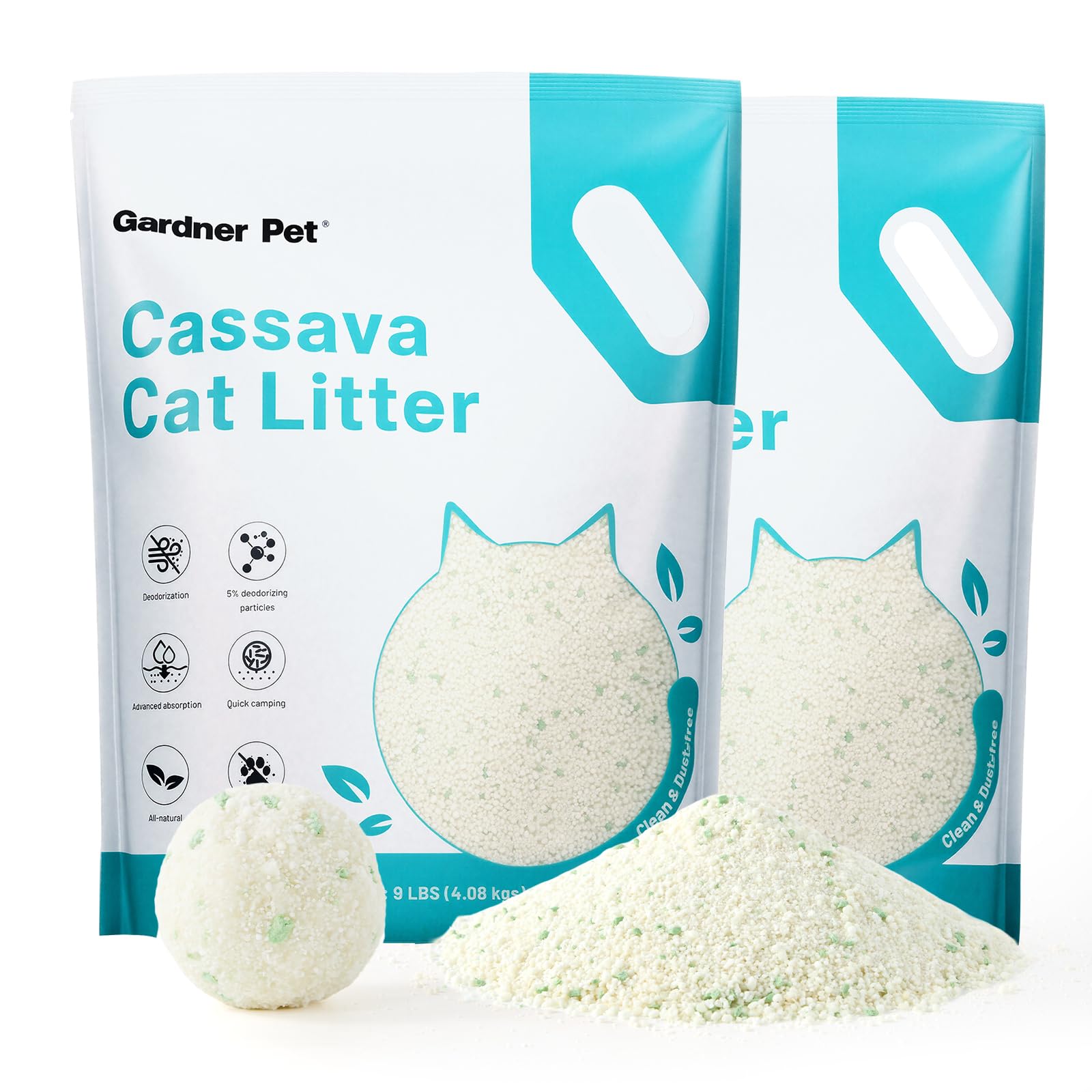 Gardner Pet Cassava Cat Litter: control de olores con pellets desodorizantes para la caja de arena.