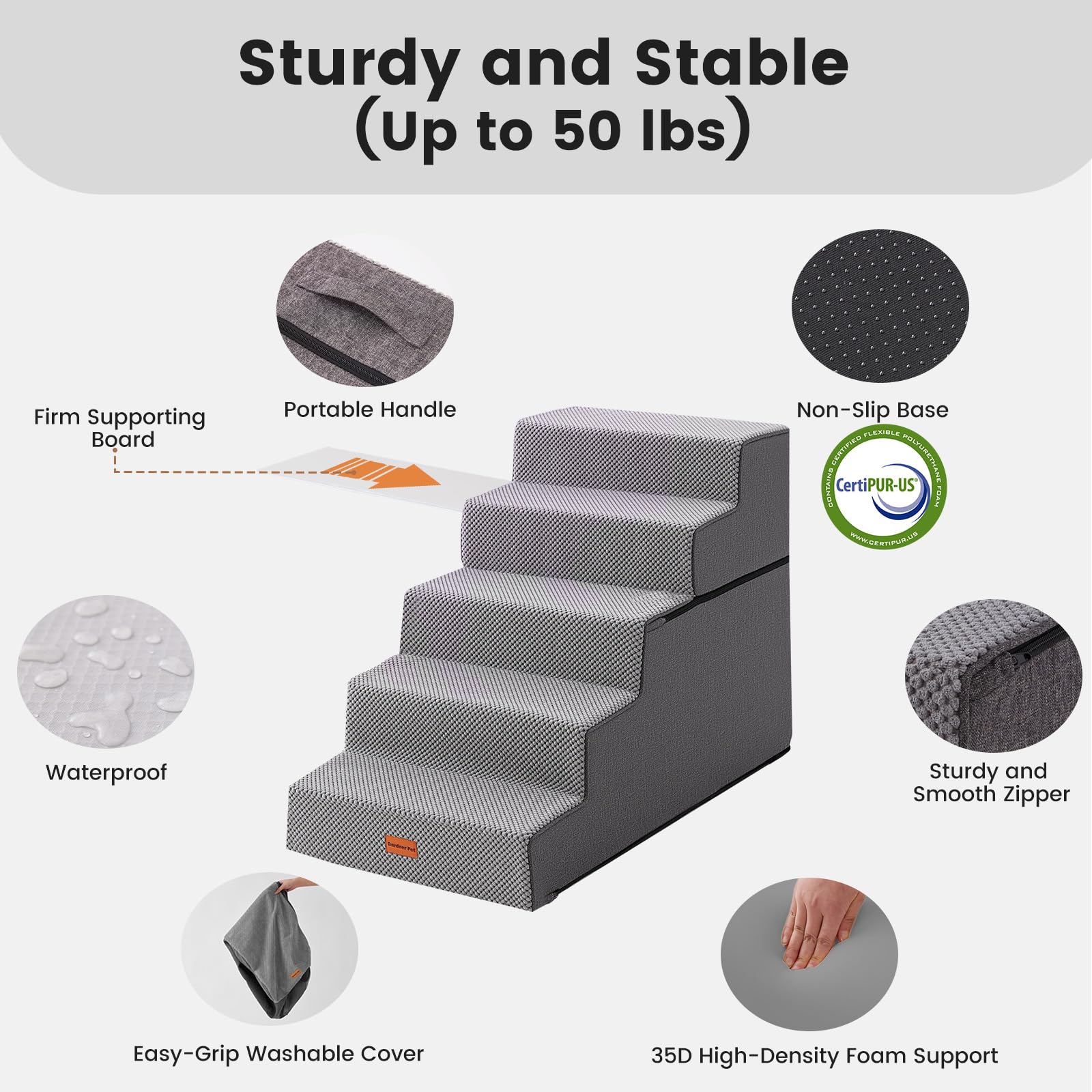 Gardner Pet escalera plegable de uso versátil para cama y sofá.