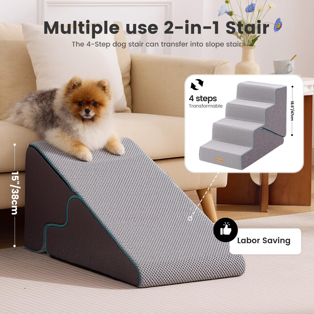 Gardner Pet: escaleras 2 en 1 para perros pequeños, transformables en rampa suave.