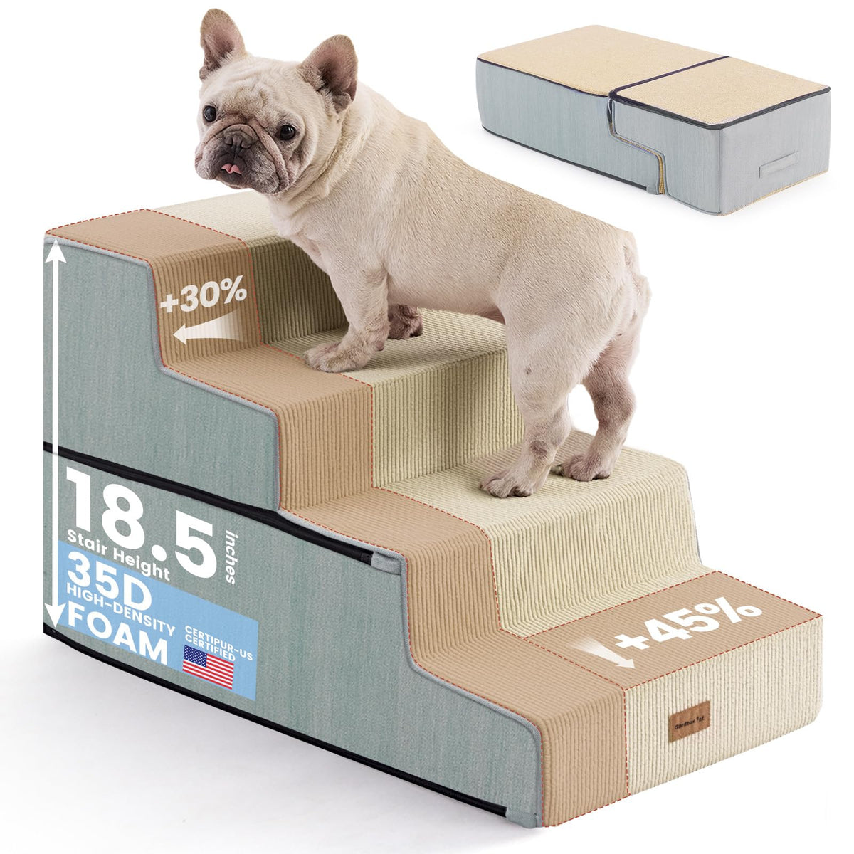 Gardner Pet escalones para perros pequeños con 4 pasos para cama