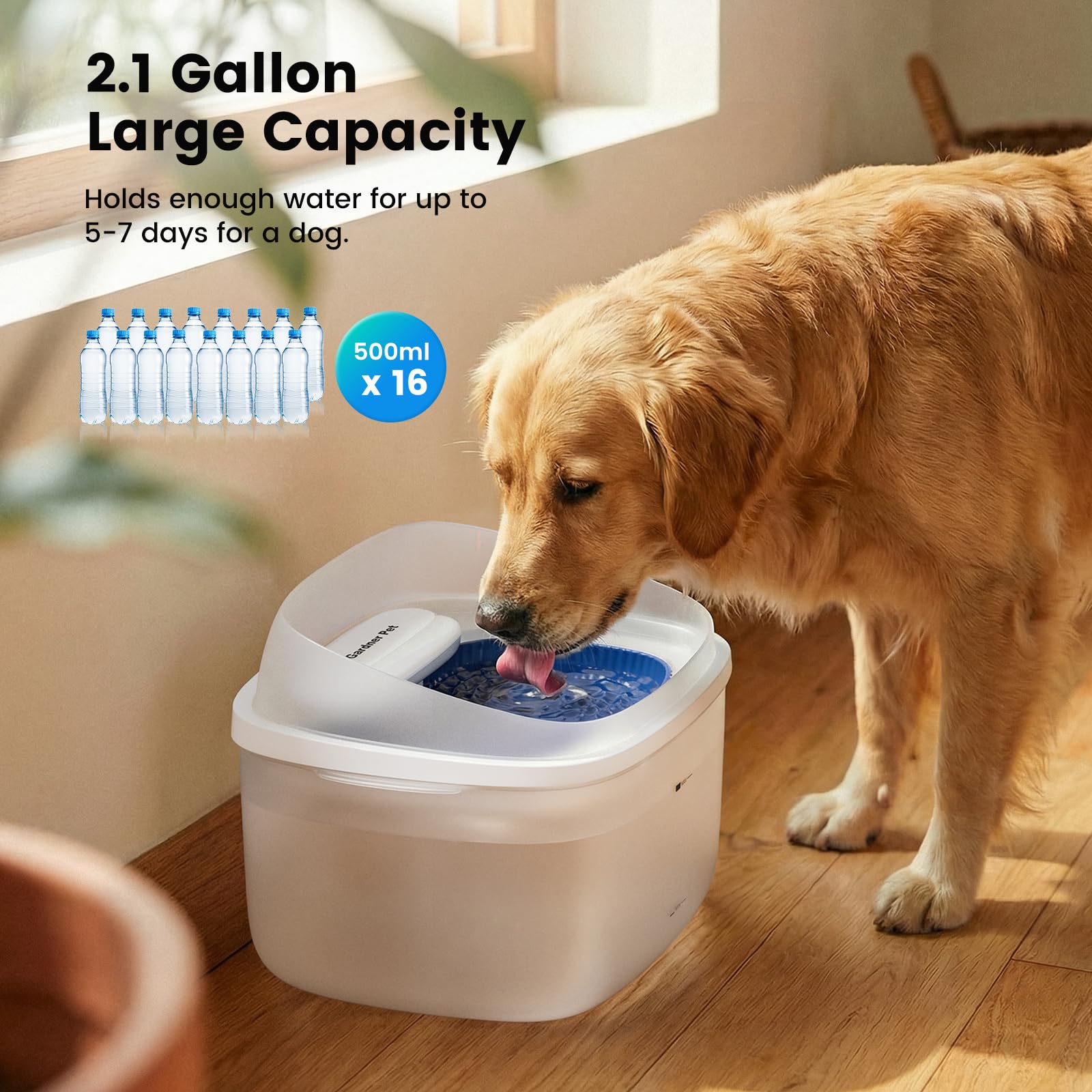 Gardner Pet flujo vortex para mantener el agua oxigenada y atractiva para beber.