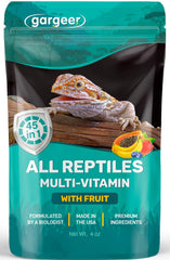 Gargeer multivitamínico con fruta, frasco compacto para crecimiento y desarrollo de reptiles.