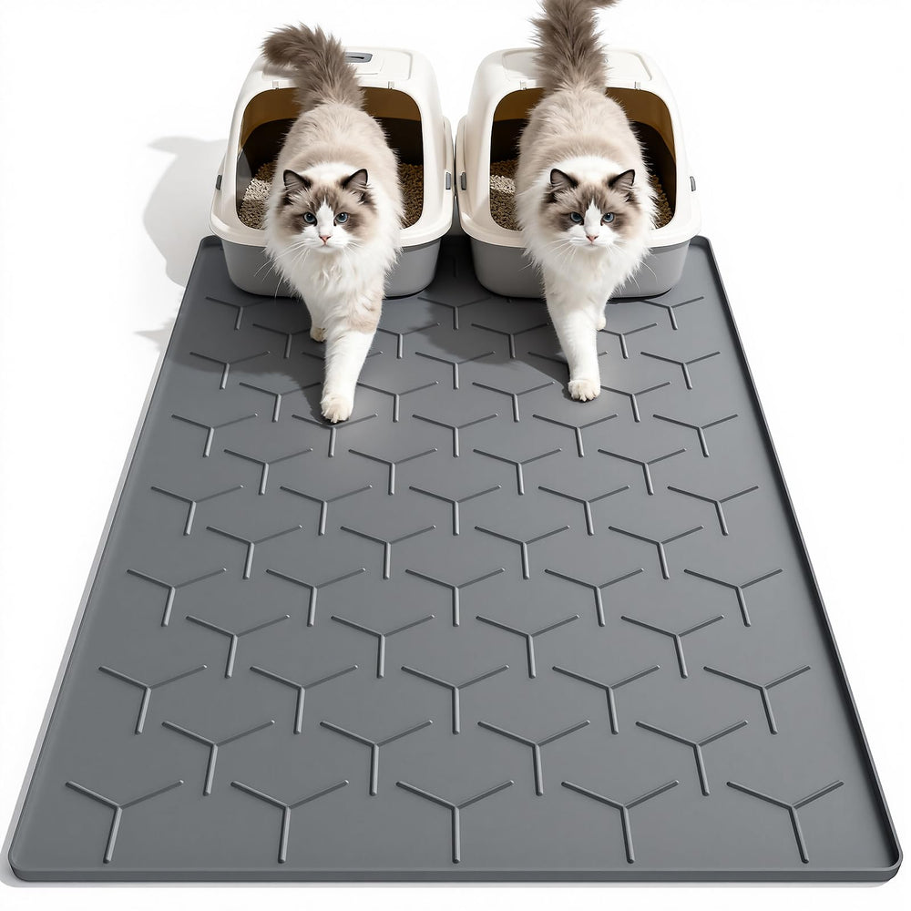 Garoopion Alfombra para arena de gatos grande 40x28, atrapa partículas y reduce derrames