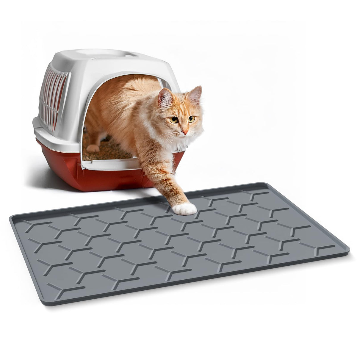 Garoopion Alfombra arenero gato 24x16: recoge arena y protege el suelo.