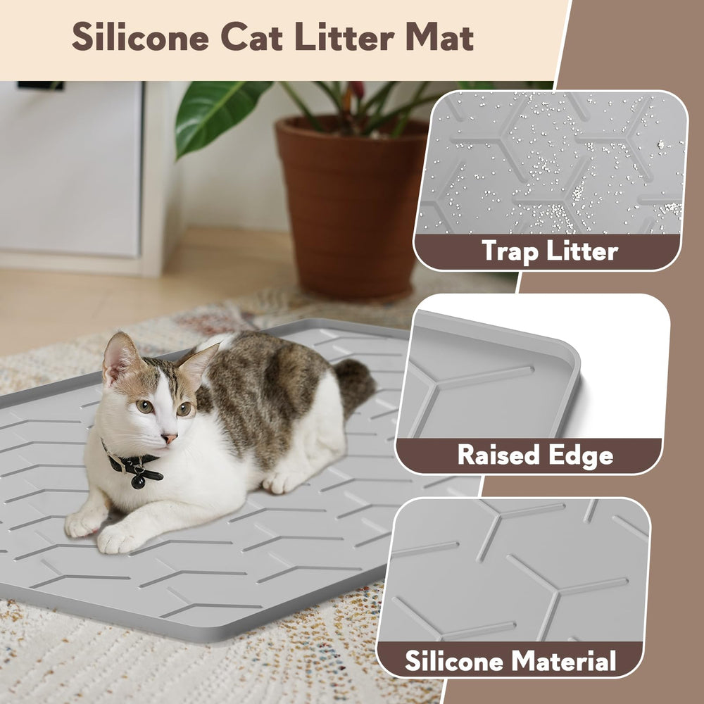 Garoopion alfombra de silicona para arena de gato, duradera y suave para las patas.