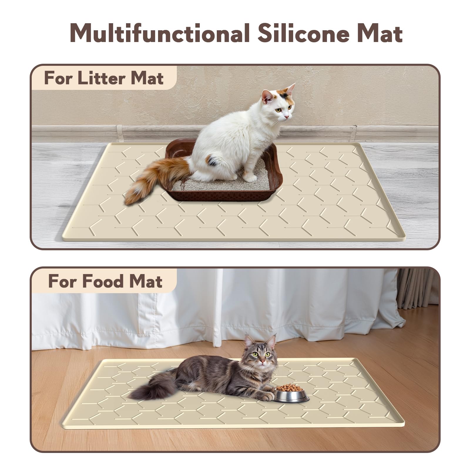 Garoopion mat-gato-silicona-evita-rastros: reduce desorden diario alrededor de la caja.