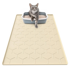 Garoopion mat-gato-silicona-grande-34x22-beige: captura arena y mantiene el suelo limpio.