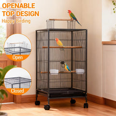 GarveeHome jaula con ruedas, vista lateral, facilita mover para limpieza o exterior.