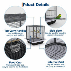 GarveeLife jaula-pajaro-interior-amplio, espacio cómodo para aves pequeñas.