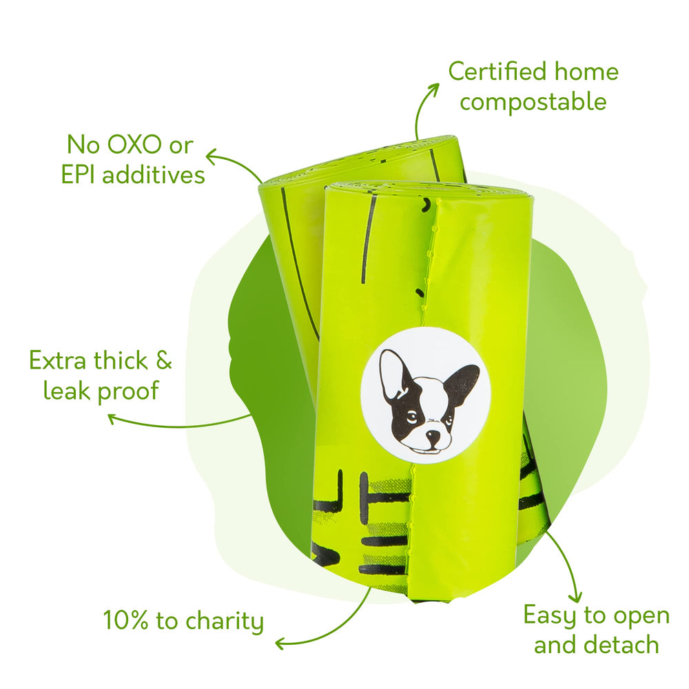 G.A.S Paquete de 120 bolsas compostables en 10 rollos para uso diario.