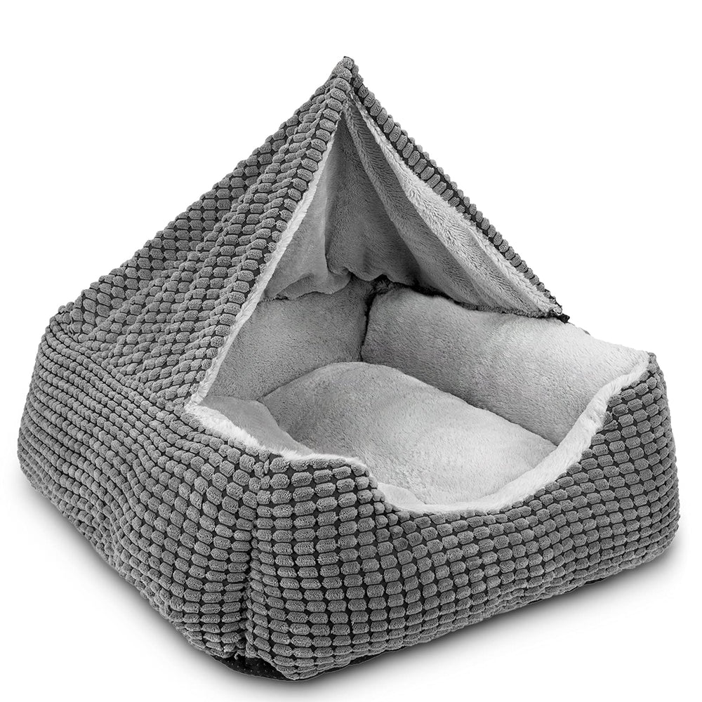 GASUR cama para perros con capucha, diseño suave para dormir con privacidad.