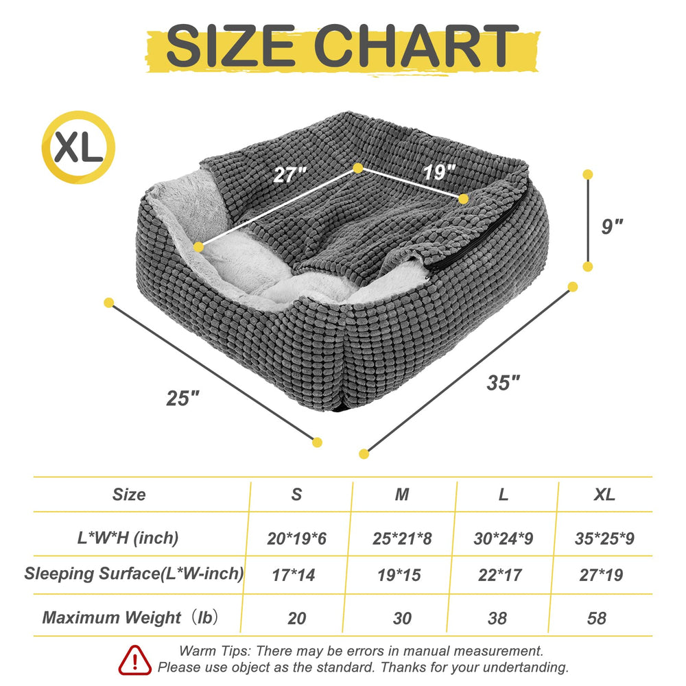 GASUR cama pequeña rectangular con capucha, rincón acogedor para mascotas pequeñas.