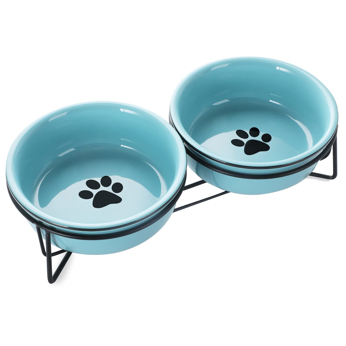 GDCZ tazón cerámico elevado para gatos, vista frontal, ideal para comer y beber juntos.