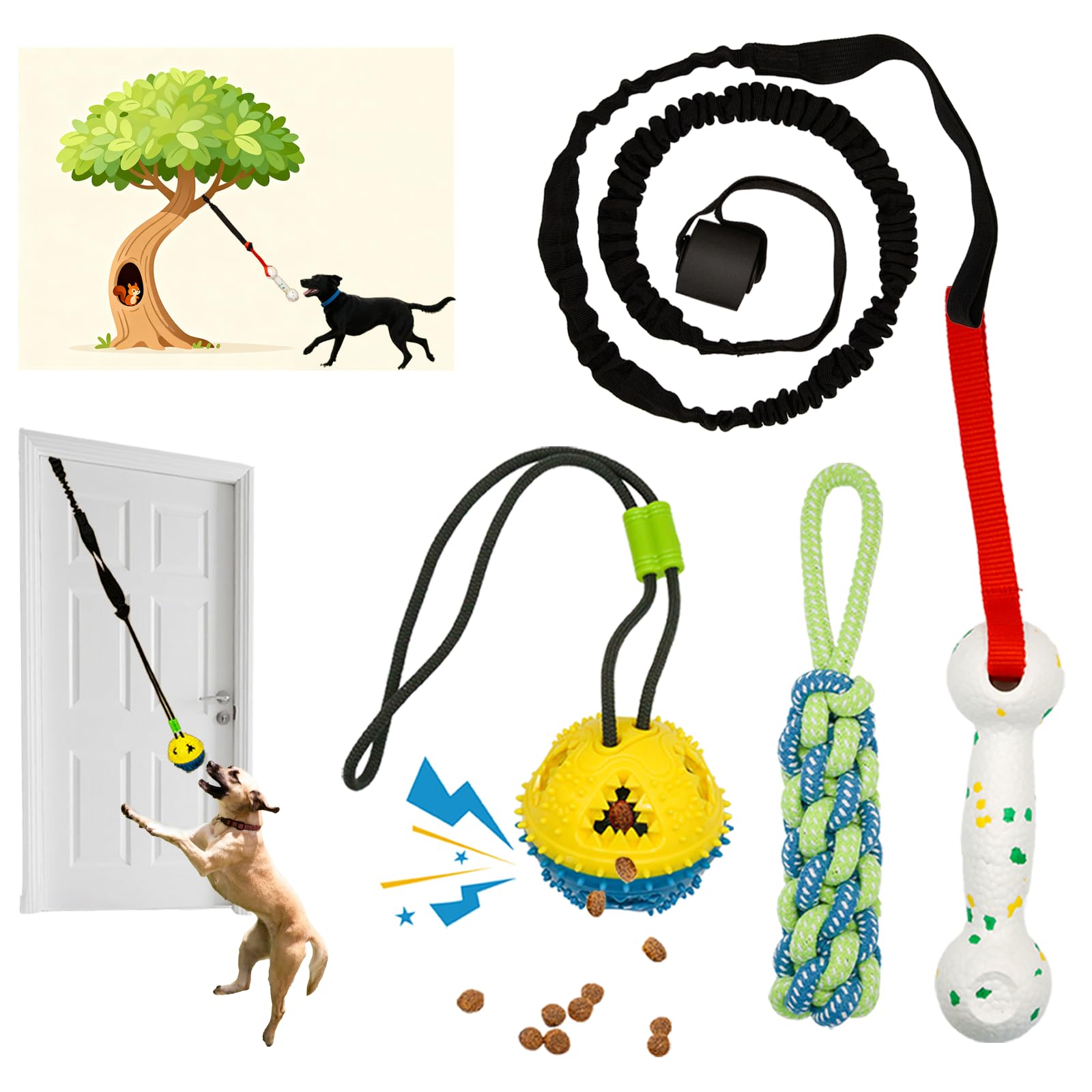 GDuolaPaws Juguete Bungee Interior Puerta para perros pequeños, juego interactivo.