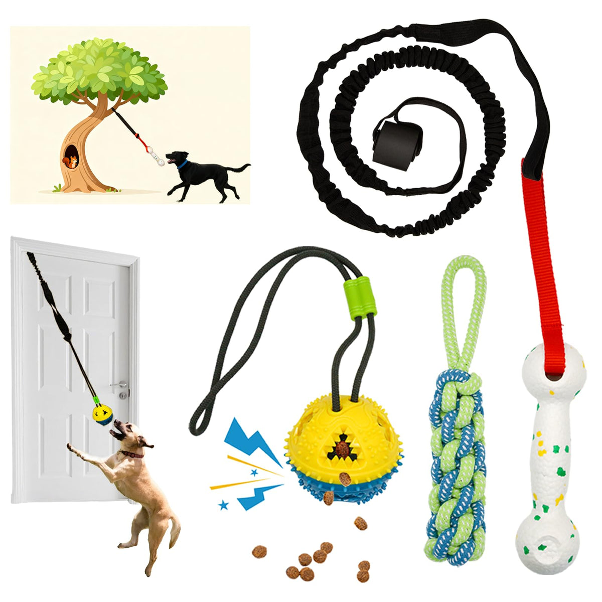 GDuolaPaws Juguete Bungee Interior Puerta para perros pequeños, juego interactivo.