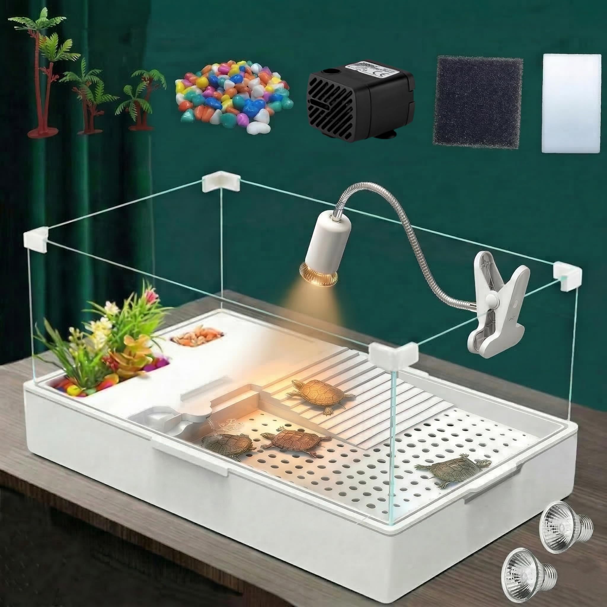 Geegoods tanque de tortuga transparente 360, vista clara para observar comportamientos