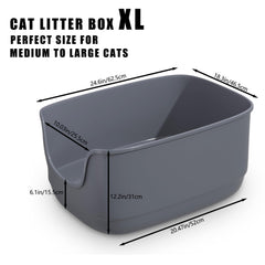 Gefryco caja-arena gatos pared alta para evitar salpicaduras.