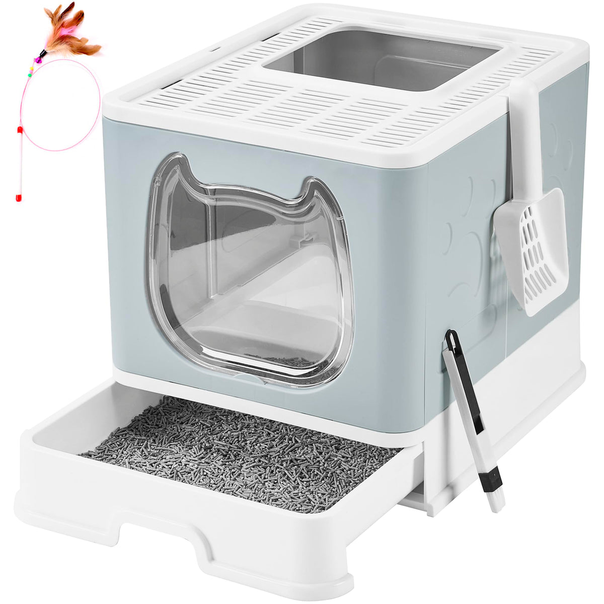 Gefryco caja de arena con tapa frontal para acceso controlado y menor desorden.
