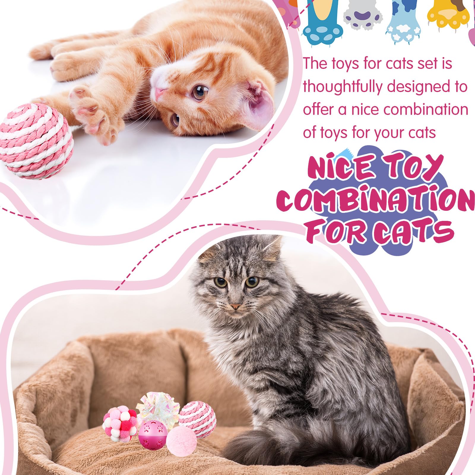 Gemscream: bola de sisal para gatos, fomenta masticación y juego diario.