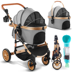 Evertail carrito 3-en-1 en acción, paseo cómodo para mascotas.