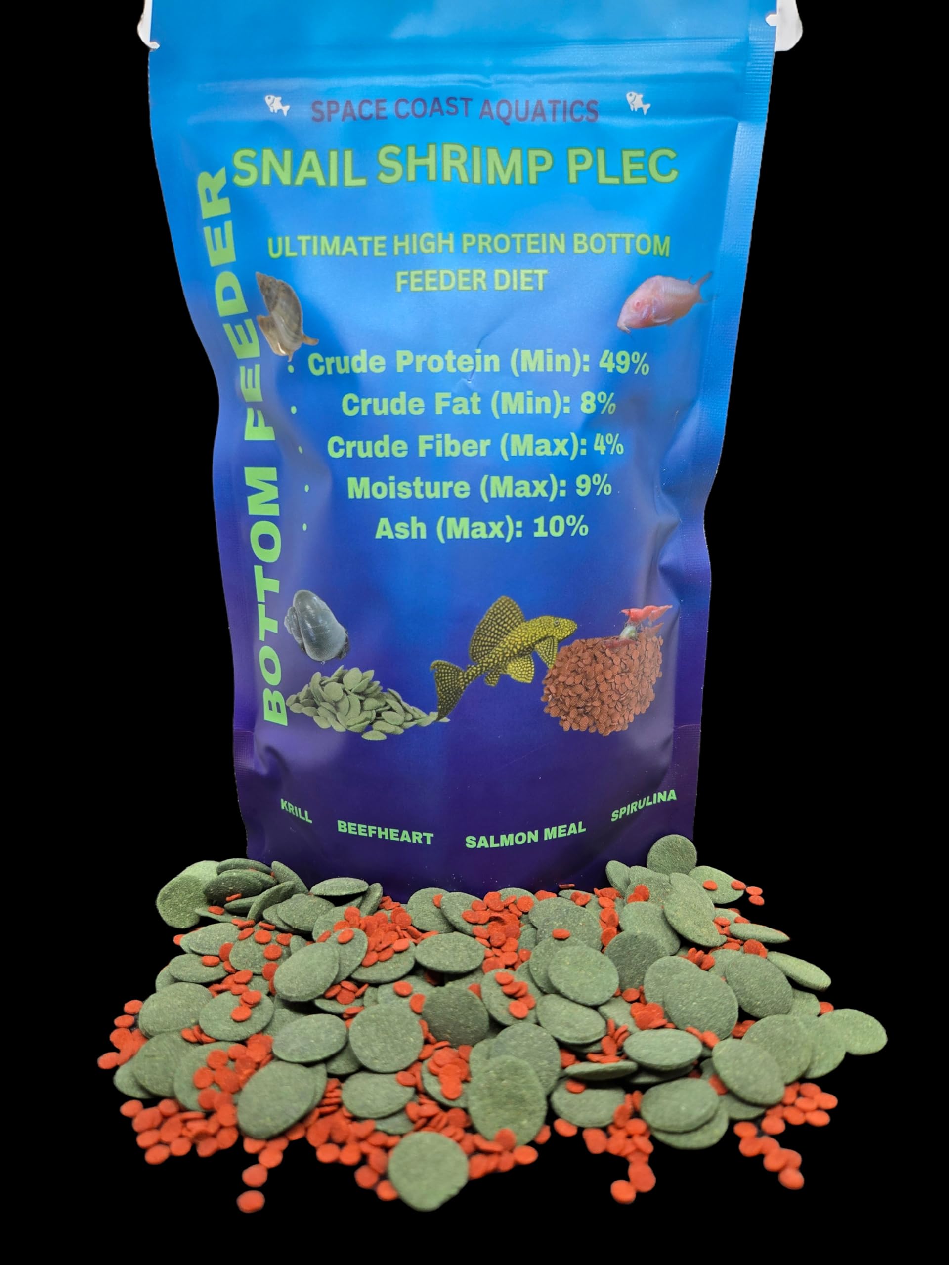 Generic harina de salmon espirulina aporta proteínas y vitaminas para toda la pecera.