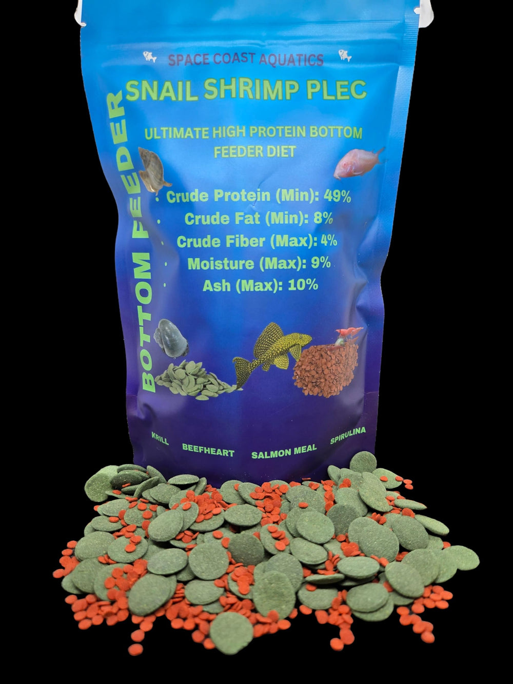 Generic harina de salmon espirulina aporta proteínas y vitaminas para toda la pecera.