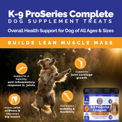 K-9 ProSeries etiqueta frontal: datos claros de beneficios para digestión y movilidad