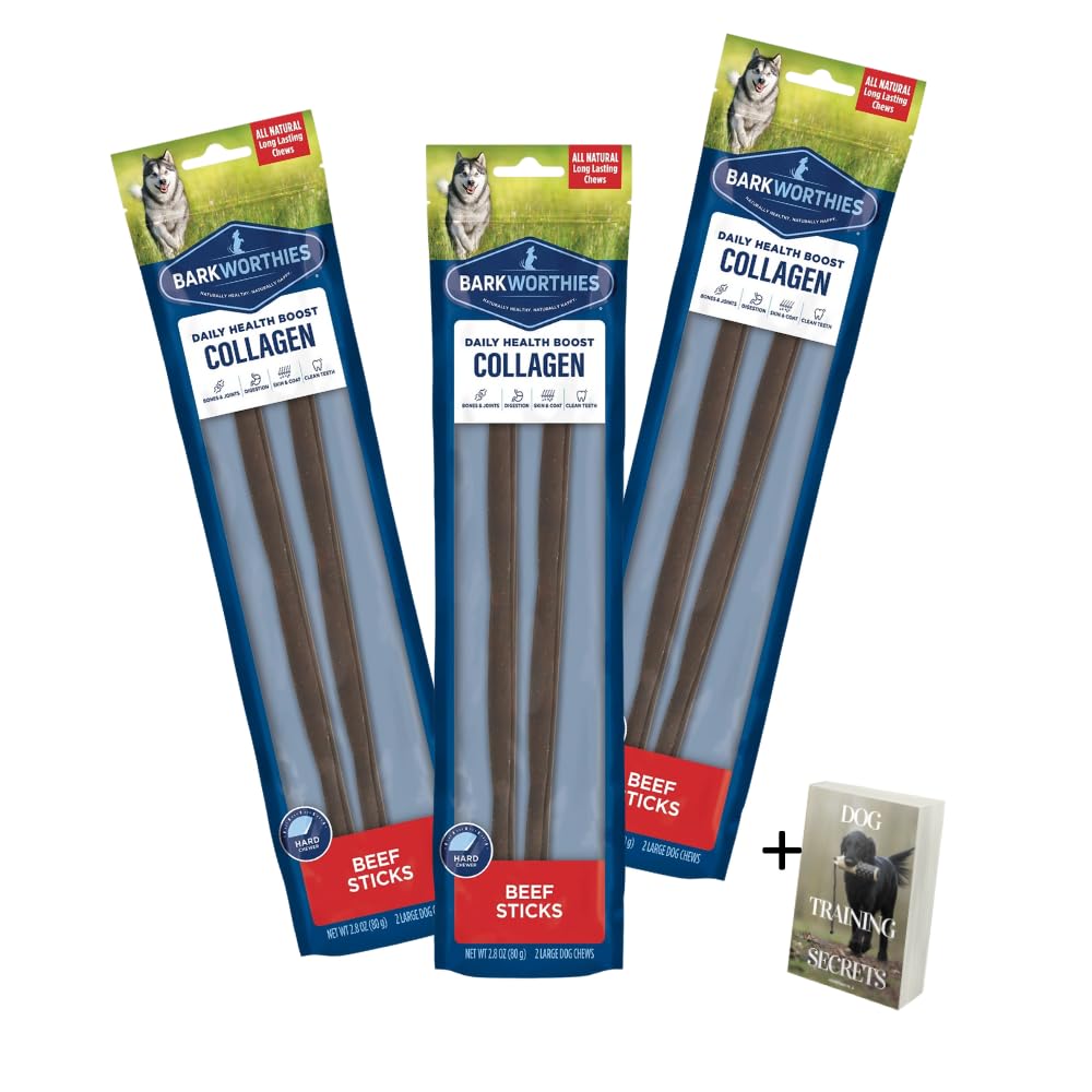 Generic palitos de colágeno de res, 12 pulgadas, pack de 3, sabor natural.
