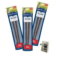 Generic palitos de colágeno de res, 12 pulgadas, pack de 3, sabor natural.