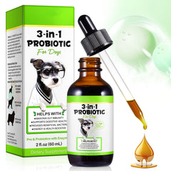 Generic Probiotics para perros, botella de dos onzas, apoyo digestivo suave.