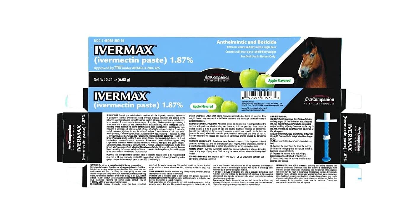 Ivermax envase-frente: pasta para caballos, controla parásitos internos.