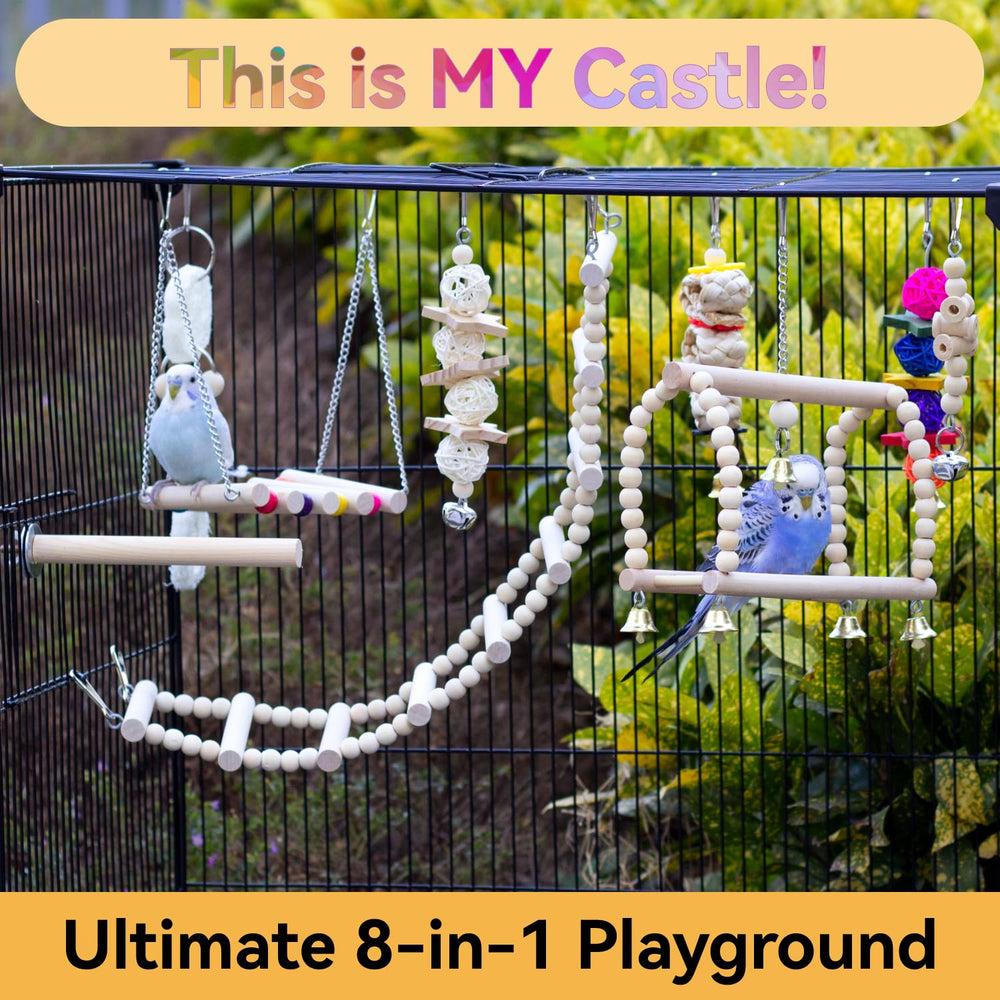 Kit genérico para jaula de periquitos: cilindro de madera con cuentas.